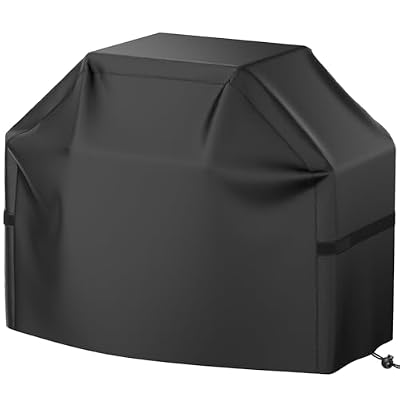 BBQ Grill Cover, Waterproof, Weather Resistant, Rip-Proof, Anti-UV, Fade Resistant, with Hook-and-Loop Straps, Gas Grill Cover for Most Grills, 65'', Black