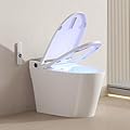 Smart Toilet with Built-In Bidet, Heated Seat, Dual Auto Flush, Warm Water & Dry Function, Tankless Design, Foot Sensor, Night Light, and Wireless Remote Control