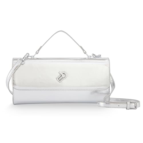 Image of BRYCTSISEN Women Metallic PU Leather Evening Clutch Purse Handbag Crossbody Shoulder Bag Square Box Bag Chic Handbag