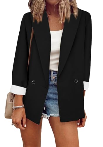 GORIFE Womens Fashion Spring Lapel Collar Blazer Buttons Work Blazer Jackets Casual Business Outfits with Pockets
