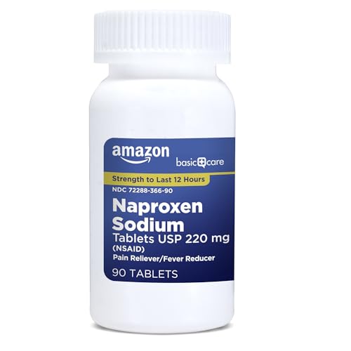 Image of Amazon Basic Care Naproxen Sodium Caplets 220 mg, Pain Reliever /Fever Reducer (NSAID), 12-Hour Relief for Headache, Backache, Menstrual Pain, Muscle Aches, Arthritis, 90 Count