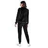 Ekouaer Women's Velour Joggers Sets Fleece Sportswear Full Zip Sweatshirts and Sweatpants Black M