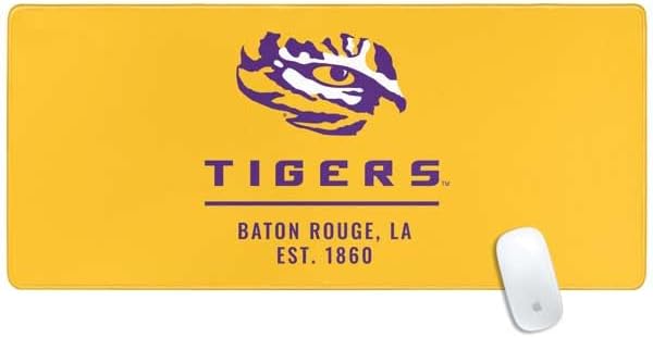 Skinit Extra Large Gaming Mouse Pad - Officially Licensed Geaux Tigers Design with Stitched Edges, Waterproof, Non-Slip Rubber Base, Desk Mat for Keyboard & Mouse, 35.75" x 15.4" inches