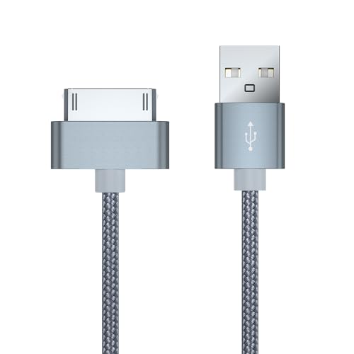 RULGOI Cavo a 30 pin lungo 100 cm, compatibile con iPhone 4s/4, iPhone 3G/3GS, iPad 1 2 3 e iPod, cavo di ricarica e sincronizzazione USB - Grigio