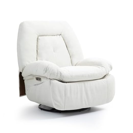 ALEAVIC Sillón de Relax eléctrico de Masaje,calefacción, vibración, Masaje, sillón Giratorio, con Puertos Tipo C y USB, 1 Bolsillo Lateral, sillón reclinable para TV, salón (Blanco)