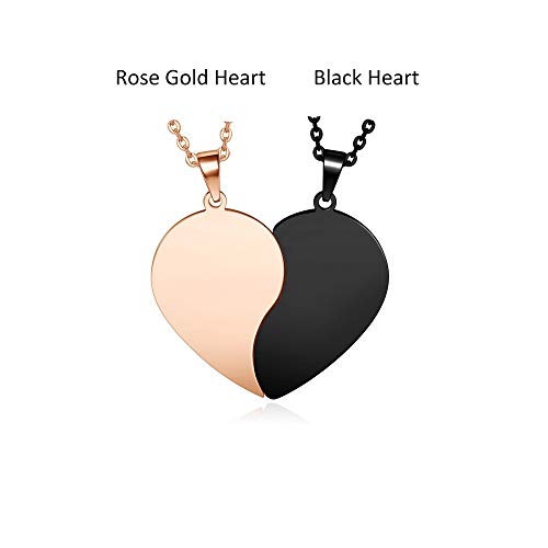 Zysta Customized Heart Puzzle Matching Necklaces for Couples Boyfriend Girlfriend Women Men Yinyang Couples Necklace Pendant Engraved Stainless Steel Yinyang Pendant Jewelry Gift Set3