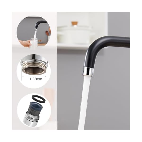 Ulytid Wasserhahn Küche Schwarz, Hochdruck Küchenarmatur 360° Drehung, L-Form Mischbatterie Spültischarmatur mit Hoher Auslauf und Luftsprudler, Einhebelmischer Armatur Küchenspüle SUS304 Edelstahl – Bild 3