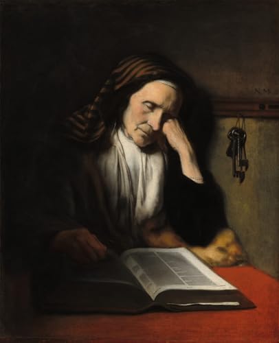 Peinture Murale Nicolaes Maes Toile Inspirante d'une Vieille Femme Assoupie pour Salon