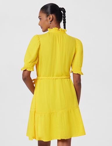 Image of Gap Women Regular Fit Tiered Mini Belted Gauze Casual Dress