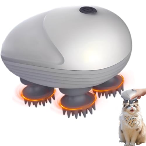 Kopfmassagegerät Elektrisch, Kabelloses Handmassagegerät mit 4 Knetköpfen IPX7 Wasserdicht Katzen Massagegerät Wasserdicht Electric Scalp Massager...