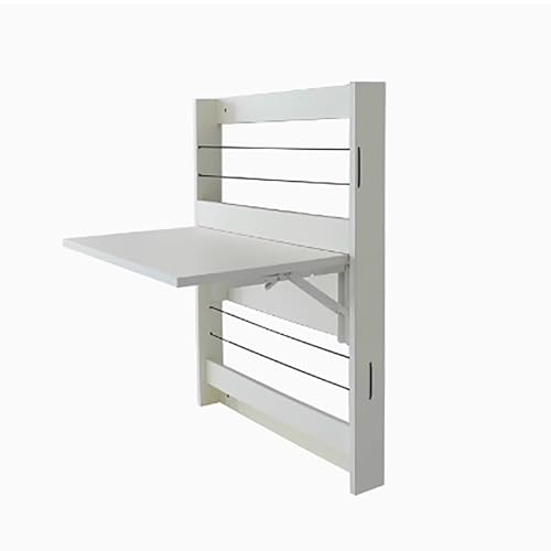 Mesa de Pared, Mesa Plegable Convertible para Escribir, Escritorio multifunción para computadora con Estante de Almacenamiento, Escritorio Flotante de Madera para Pared (75 x 64 cm, Blanco)