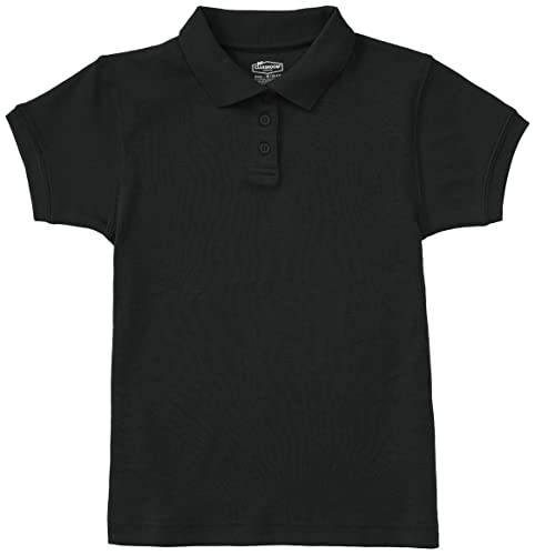 Classroom Uniforms Junior Polo T-Shirt for Girls Short Sleeve with Ribbed Collar CR858Y, XL, SS Black