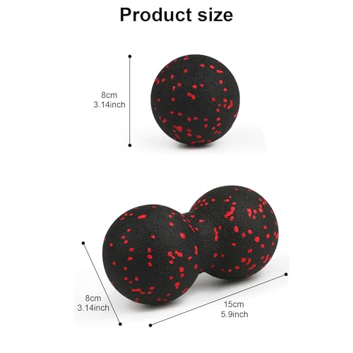 FaszienRolle Set enthält Massageball, Erdnuss-Lacrosse-Ball, Faszien-Roller für Wirbelsäule, Nacken und Rücken Entlastung, Deep Tissue Massage, Release, und Flexibilität (Rot-Zweiteiler Satz)