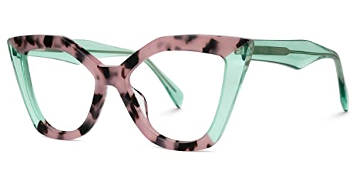 Image of Zeelool Stylish Acetate Cat Eye Glasses Frame with Non-prescription Clear Lens Women Oversized Eyewear Spitler ZJGA100148