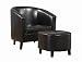 Coaster Transitional Dark Brown Leather Accent Chair with Ottoman