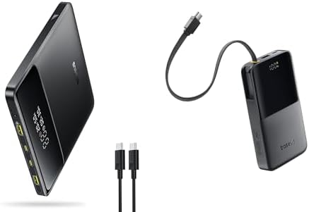 Laptop Portable Charger 100W 20000mAh 22.5W PD Fast Charging 10000mAh Power Bank Built-in Braided USB C Cable