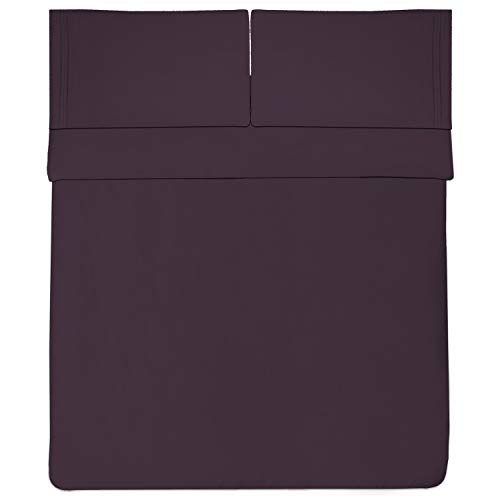 Sweet Home Collection Luxury Bedding Set including Flat, Fitted Sheet, 2 Pillow Cases, Microfiber, Purple, King - Image 3