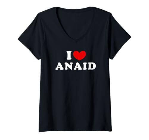 Photo de Femme I Love Anaid, J'Aime Anaid T-Shirt avec Col en V