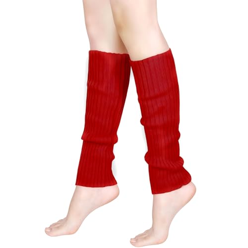 Neon Stulpen Damen Fasching 80er Jahre Damen Pink Stulpen Accessoires Karneval Neon Rot Beinstulpen Blau Hippie Beinwärmer Party Rot Weiß Gestreifte Neonfarbene Mode Leg Warmers für Mädchen Warme