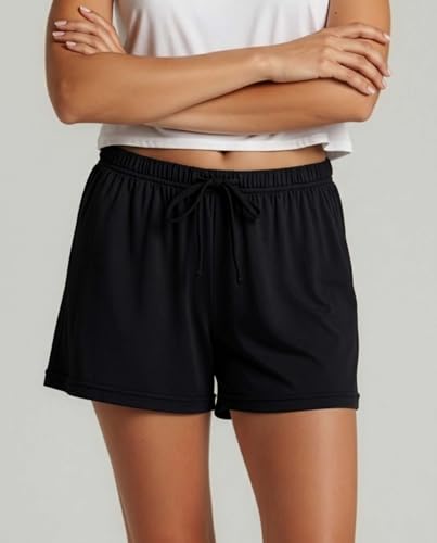 Image of Real Essentials 3 Pack: Women's Pajama Shorts Sleep Lounge Sweatshorts Comfy Sleepwear Bottoms (Available In Plus Size)