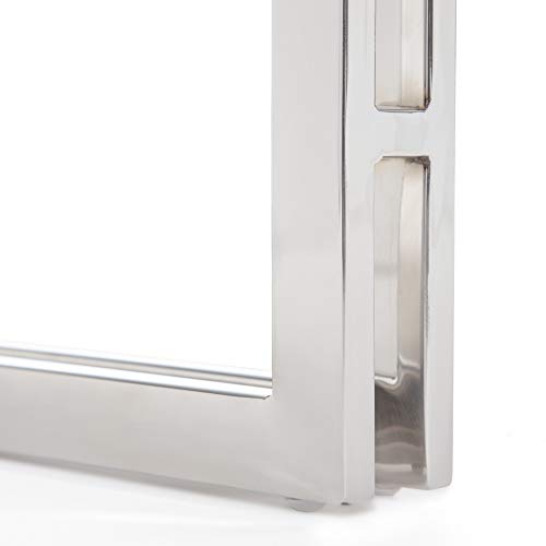 Finch Highline Stainless Steel Metal Bench Contemporary Modern Living Room Furniture Entryway Shoe Console Industrial Polished Silver Legs, Dark Walnut Brown #TOP5