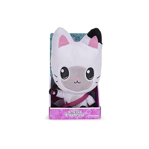 Posh Paws 50105 Gabby's Dollhouse 25cm (10-inches) Pandy Paws Character Soft Plush Toy, White Cover