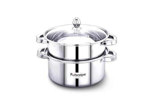 Image of Cruise Stainless Steel 2-Tier Double Decker Steamer 24cm - 5L | Momos & Modak Maker | Dhokla, Puttu, Idli Steamer | Gas & Induction Compatible | Dishwasher Safe | 2-Year Warranty