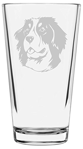 Bernese Mountain Dog Themed Etched All Purpose 16oz Libbey Pint Glass