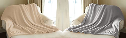 Image of Amazon Brand - Umi Super Soft Single Layered Flannel Baby Blanket - Grey & Beige | Cozy & Breathable | Warm, Soft, and Comfortable | Perfect for Newborns | Unisex Design for Boys & Girls (Pack of 2)