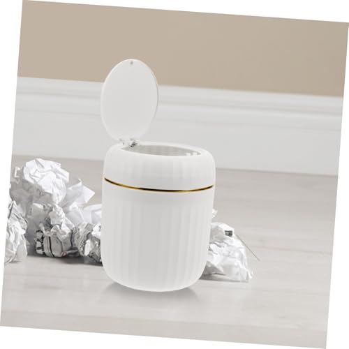 Mini caneca de basura rectangular blanca con tapa miniatura 6