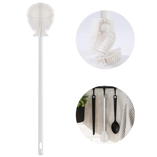 Brosses à Bouteille, 2 Pièces Brosse à Long Manche Tête De Brosse Pliable Brosse De Nettoyage à Long Manche en Silicone Brosses à Biberon pour Verre Tasses Gourde Sport Thermos