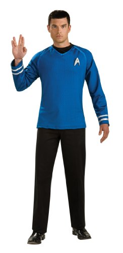 Rubie s Star Trek Into The Darkness Grand Heritage Spock Shirt With Emblem, Blue Black, Large Costume
