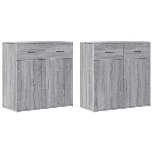 WSJHUHK Aparadores 2 piezas Sonoma gris 79x38x80 cm madera de ingeniería