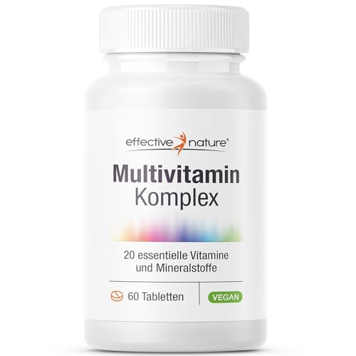 Multivitamin Tabletten hochdosiert - Mit 20 essentiellen Vitaminen und Mineralstoffen - 60 Multivitamin Tabletten für 1 Monat - Veganer Multivitamin Komplex