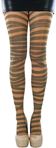 Image of ToBeInStyle Women's Strappy Zig Zag Lace Up Bandage Print Fashion Goth Tights