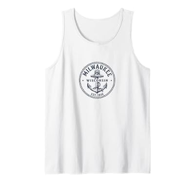 Milwaukee Wisconsin Nautical Anchor Badge Design Tank Top