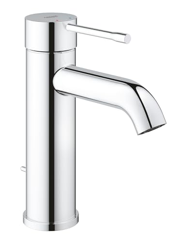 GROHE Essence, Waschtischarmatur, wassersparend (Wasserhahn für das Bad, Badarmatur mit Zugstangen-Ablauf, 17cm hoch, einfache Installation am Waschbecken, langlebige Oberfläche), chrom, 23589001