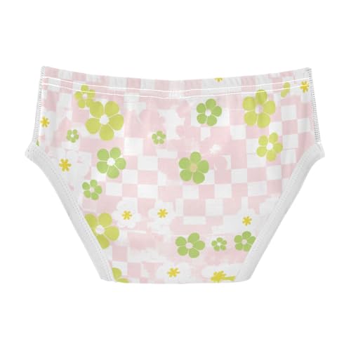 KLL Pink White Check Cute Little Boys Pure Cotton Underwear Breathable Children Panties2