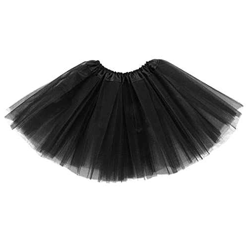 Molain Layered Tutu Tutus Skirt Dresses Toddler Dress Christmas Birthday Party Halloween Day Fancy Dancing Costume Stretchable Tie Dye Skorts Princess Ballet Dance (Black)