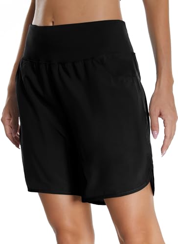 Short sport femme taille haute anti frottement avec poche zippée arrière