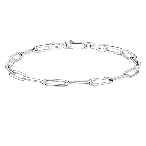 Waitsoul Silver Bracelet For Women 3Mm Diamond-Cut Paperclip Chain Bracelet For Men 8.5 Inch #TOP23