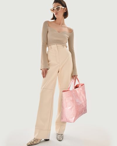 BBIQI PVC Tote Bag for Women Waterproof Plastic Jelly Tote Letter Print Hobo Handbag for Travel, Gift - image 2
