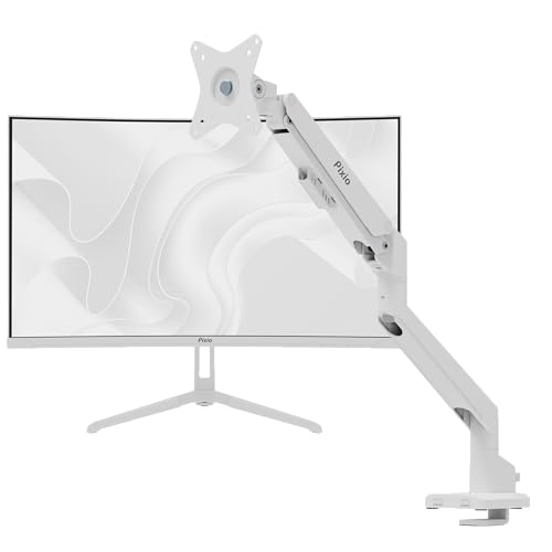 Image of Pixio PXC248WAVE White 24 inch 200Hz Refresh Rate FHD 1080p Resolution 1500R Curve Fast VA Panel 1ms GTG Response Time HDR Curved Gaming Monitor and PS1S Wave White Single Monitor Arm - Fits up to 32