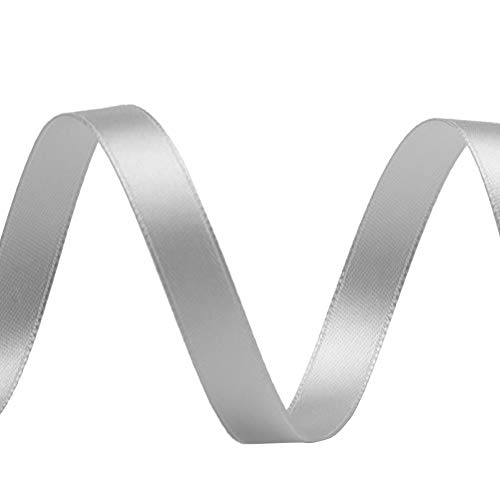 Image of Solid Color Double Faced Silver /Grey Satin Ribbon 3 /8 inch X 50 Yards, Ribbons Perfect for Crafts, Wedding Decor, Bow Making, Sewing, Gift Package Wrapping and More