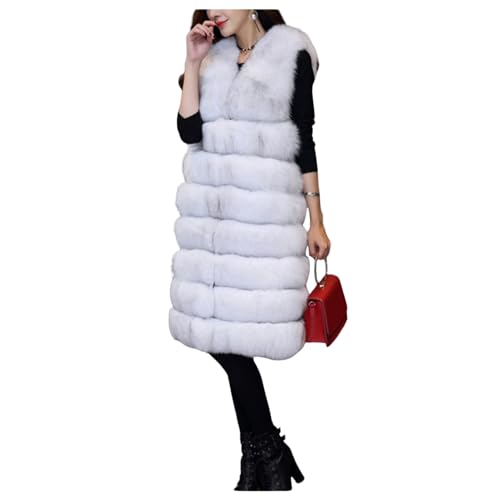 Chaleco de piel sintética de mujer midi UNeedVog con acabado Fox Fur premium