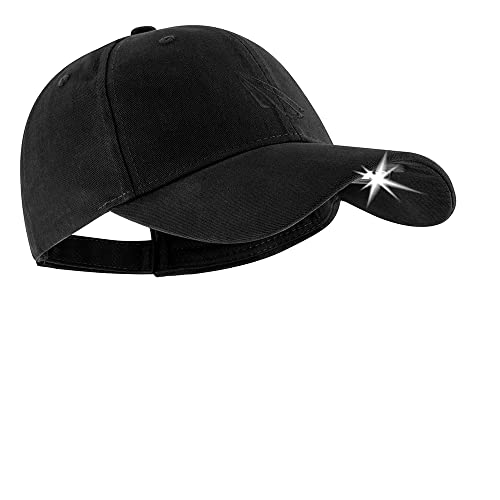 LED Hat Light - POWERCAP 3.0 USB Rechargeable Baseball Cap with Light Built in - LED Cap Visor Light with Bright Headlight and IPX4 Rating (Black) HLCR-9671