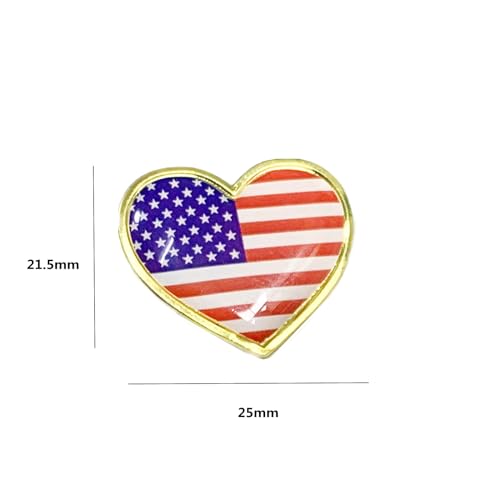 TANG SONG 50PCS Heart Shape American Flag Waving Lapel Pins United States USA Badge Pin Patriotic Enamel Suit Jacket Lapel Pins(1" in width)2