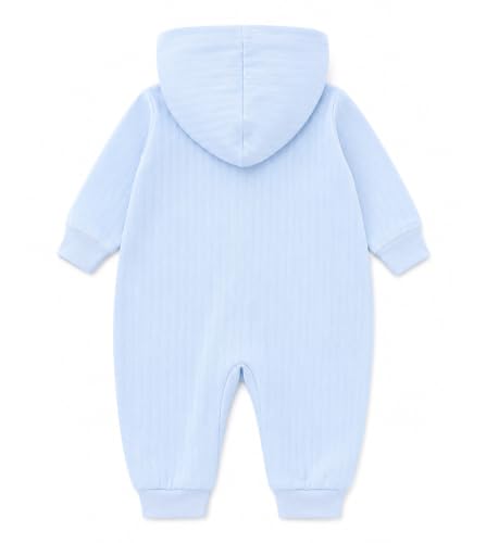 Image of Bold N Elegant Cartoon Bear Warm Winter Fur Wool Full Sleeve Footless Baby Romper with Hood, Front Button Bodysuit for Newborn Infant Baby Boy Girl
