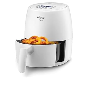 Ufesa Twist Airfryer Hete Lucht Friteuse, 2L, 6 Kookprogrammas, 1200W, Timer, Temperatuur 80ºC – 200ºC, BPA-vrij, Antiaanbak laag mand, Cooltouch behuizing en handvat