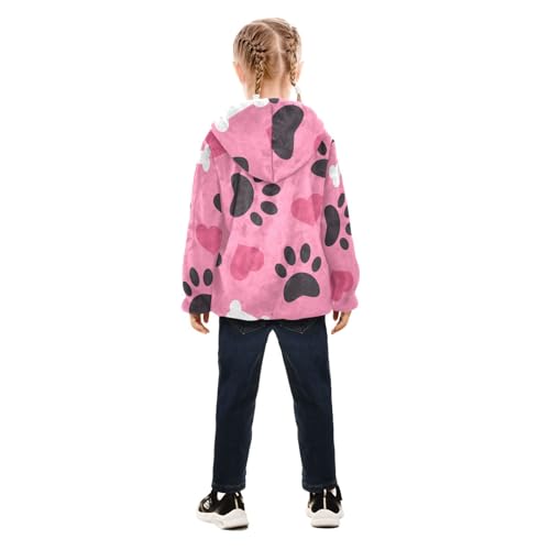 OTVEE Dog Paw Bones Hearts Kids Hoodie Jacket Fall Spring Full Zip Warm Outwear Coat4